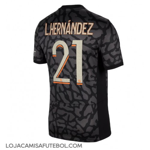Camisa de Futebol Paris Saint-Germain Lucas Hernandez #21 Equipamento Alternativo 2023-24 Manga Curta